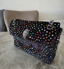 Bolso de terciopelo Kurt Geiger London Mini Kensington estrás