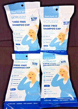 Lote de 4 tapas de champú sin enjuague Scrubzz cuidado de ancianos lavado de cabello sin agua 27/06