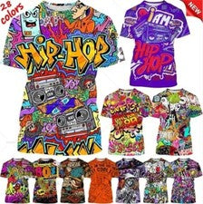 Nueva Camiseta Hip Hop Graffiti Estampado 3D Para Mujer Hombre Manga Corta Moda Informal