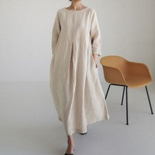 Mujer Mangas 3/4 Pullover Suelto Moda Coreana Cuello Redondo Informal Vestido Largo