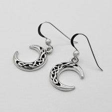 Pendientes de plata esterlina nudo celta luna media luna diosa lunar paganos Wicca