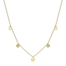 Collier Anhänger Plättchen mit Ankerkette 45 cm 925 Silber vergoldet
