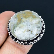 Dendrita ópalo piedras preciosas hecho a mano 925 anillo de joyería de...