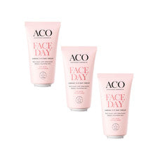 3x ACO Crema de Día Cuidado Facial 3+3 50 ml Crema de Día Sin Perfume para Piel Seca