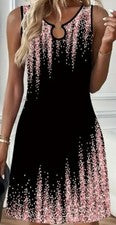 Mini vestido de verano para mujer sin mangas cuello redondo, detalle de anillo, colores en contraste