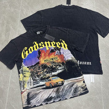 NUEVA Camiseta Informal Para Hombres Godspeed Manga Corta Estilo Street Rock Para Hombres Algodón Puro