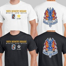 Camiseta estilo histórico de la era de la guerra de Vietnam valiente y audaz de la Infantería 198th Brigade