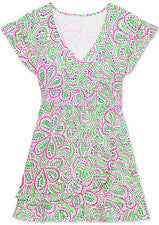 Vestido sin mangas para mujer - Mini vestido floral estampado - mediano - rosa verde brillante