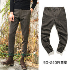 Pantalones informales de tweed estilo británico para hombre talla grande vintage