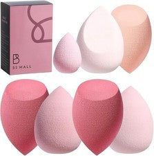 Juego de esponjas de maquillaje estuche de almacenamiento 7 piezas viaje uso diario rosa mezcla para mujer