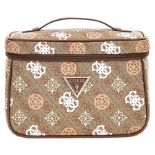 Bolso de Viaje Cosmético Guess Eliette Designer 4G Logo Peonía Marrón