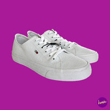 TOMMY HILFIGER Unisex Entrenadores de Lona Vulcanizada con Cordones, Blanco, UK 6.5 | EU 40