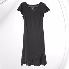 Vestido Vaina S.L Moda Cóctel Fiesta Cuentas Negro Para Mujer Talla 8 Asimétrico