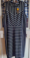 Vestido para mujer Bold Elements negro blanco a rayas sin mangas cuello redondo talla L