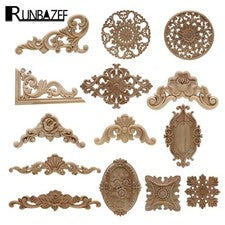 Apliques tallados en madera floral natural muebles decorativos pared puerta marco decoración