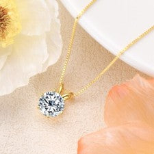 Moissanita diamante real certificado GRA. dorado. Colgante - 3ct - "D" - VVS1 -