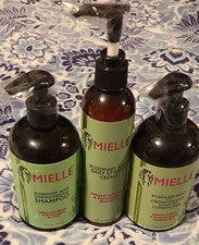 Lote de 3 "Productos para el Cuidado del Cabello MIELLE Romero Menta Fortalecedor" Nuevos