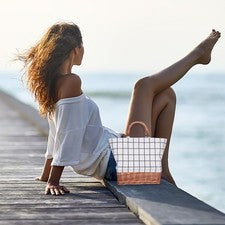 Bolso de lona para mujer Bolso de compras de moda Bolso de mano de lona simple de ratán