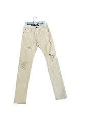 JEANS PARA HOMBRE NEGROS CLAVE CORTE AJUSTADO PIERNA CÓNICA DESGASTADOS ESTILO CAQUI JEANS 32X32