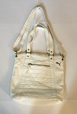Cartera deportiva vintage Puma estilo de vida blanca imitación cuero guijarro herrajes de bronce
