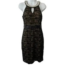 Disponible por‎ Vestido Angela Fashions Para Mujer Negro Pequeño Encaje Superpuesto Cóctel Nuevo