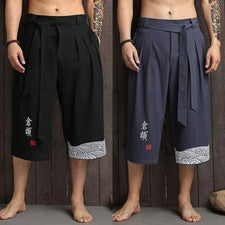 Pantalones Cortos Para Hombre Pantalones Yukata Kimono Japonés Sueltos Étnico Estilo Vintage