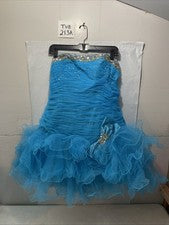 Vestido Let’s Fashion mini de tul azul verdoso con cuentas para mujer talla 2XL