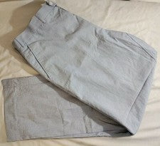 Pantalón de vestir Saddlebred azul y blanco a rayas algodón líneas delanteras planas 38x31 nuevo sin etiquetas