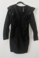 Vestido para mujer WOW COUTURE negro con volantes talla M
