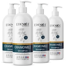 Paquete de 4 champú de manzanilla Edenika aloe papaya brillo calmante iluminador 16 oz