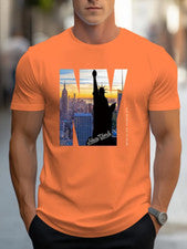 Camiseta elegante inspirada NYC estampado patriótico color transpirable naranja