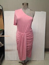 Nuevo Vestido ceñido al cuerpo acanalado de un hombro rosa talla grande de moda para mujer nuevo con etiquetas