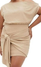 Vestido Sexy City Chic Paloma Dorado Taupe Mini Talla Grande Para Mujer Moda Nuevo con Etiquetas