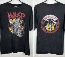 Camiseta negra estilo clásico reimpresión años 80 WASP 1989 4 Animal Motherf@cking Man