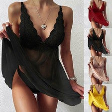 Nuevo vestido de moda verano ropa interior cuello en V mujer lencería monocromática