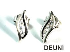 Pendientes de plata 925 con circonitas tamaño 12 mm x 4 mm 1 par
