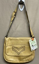 Bandolera/bolso de hombro de cuero genuino/gamuza amarillo vintage bolso de mano nuevo con etiquetas