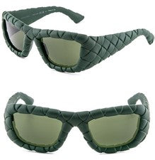 Máscara de sol unisex de goma verde Bottega Veneta 1303 Intrecciato BV1303S 008