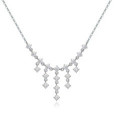 Collar colgante de borla de moissanita real de corte redondo de 3 mm cadena de plata de ley 925