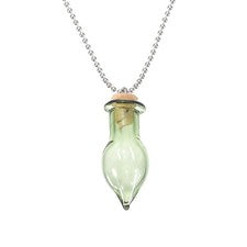 Collar Vial, Acero Inoxidable Vidrio Lágrima Botella Perfume 29.5mm, Verde