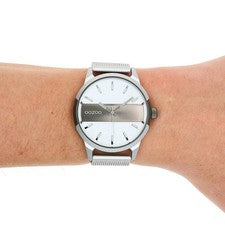 Oozoo Reloj Pulsera Hombre Relojes Análogo Metal Mesh Plata UOC11105