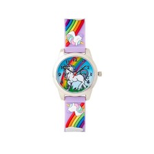 Reloj Pulsera Fun Time Silicona Niñas Niños Unicornio Niños 3ATM Púrpura