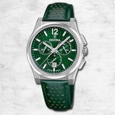 Reloj Para Hombre Festina Swiss Made Reloj De Pulsera De Piel Verde UF20060/3