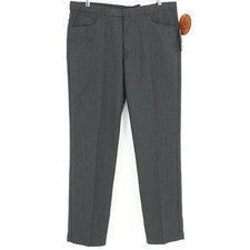 GREG NORMAN HOMBRES RAYAS CARBÓN FRENTE PLANO SLIM FIT PANTALONES ESTILO # G5FL15 NUEVO CON ETIQUETAS
