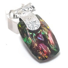 Colgante de joyería de plata de ley 925 hecho a mano con piedras preciosas de ammolita 1,85" c417