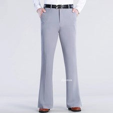 Hombres Informales Elastizados Campana Pantalones Estilo Retro Negocios Ajustados Acampanados Pantalones