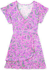 Vestido sin mangas para mujer - Mini vestido floral estampado - 2XL - rosa púrpura brillante