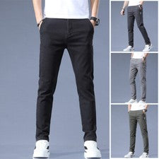 Primavera Otoño Pantalones Informales Hombres Algodón Calce Ajustado Chinos Moda Pantalón Hombres Pantalones