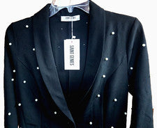 Blazer/Vestido Saint Genies Para Mujer-6 Negro Cóctel Fiesta Perla Tachonado NUEVO