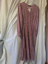 Vestido de marca de moda para mujer talla pequeña estampado rojo y blanco disperso manga larga cuello en V